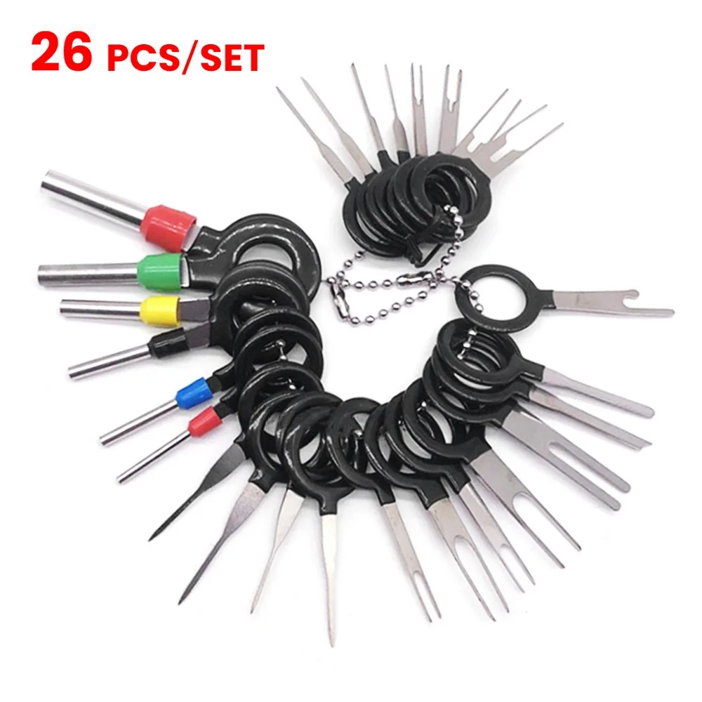 

26Pcs Car Terminal Removal Tool Wire Plug Connector Puller Car Electrical Wiring Crimp Connector Pin Extractor Kit Hand Tools