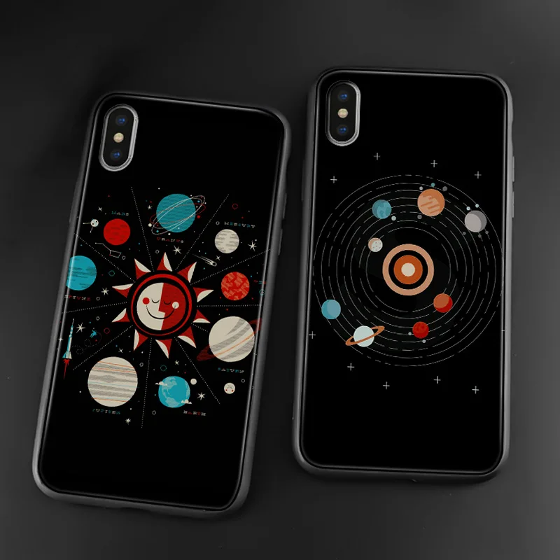 cartoon style solar system space aesthetics soft silicone phone case cover shell for iphone 6 6s 7 8 plus x xr xs 11 pro max free global shipping