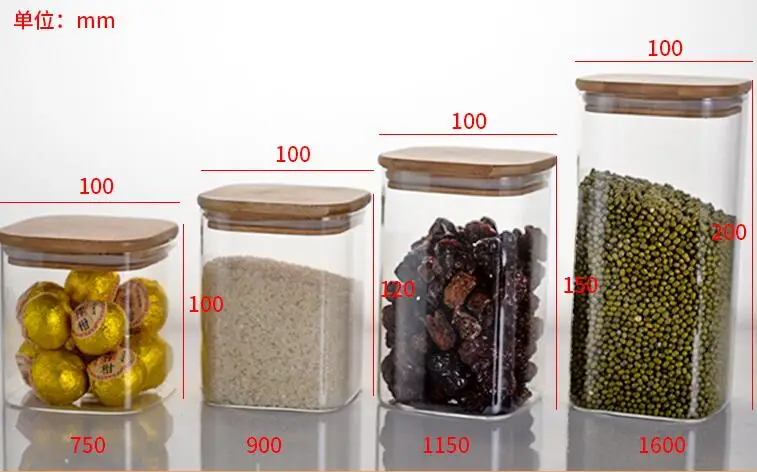 1 шт. Квадратный Контейнер для хранения пищевых продуктов бамбуковая Крышка