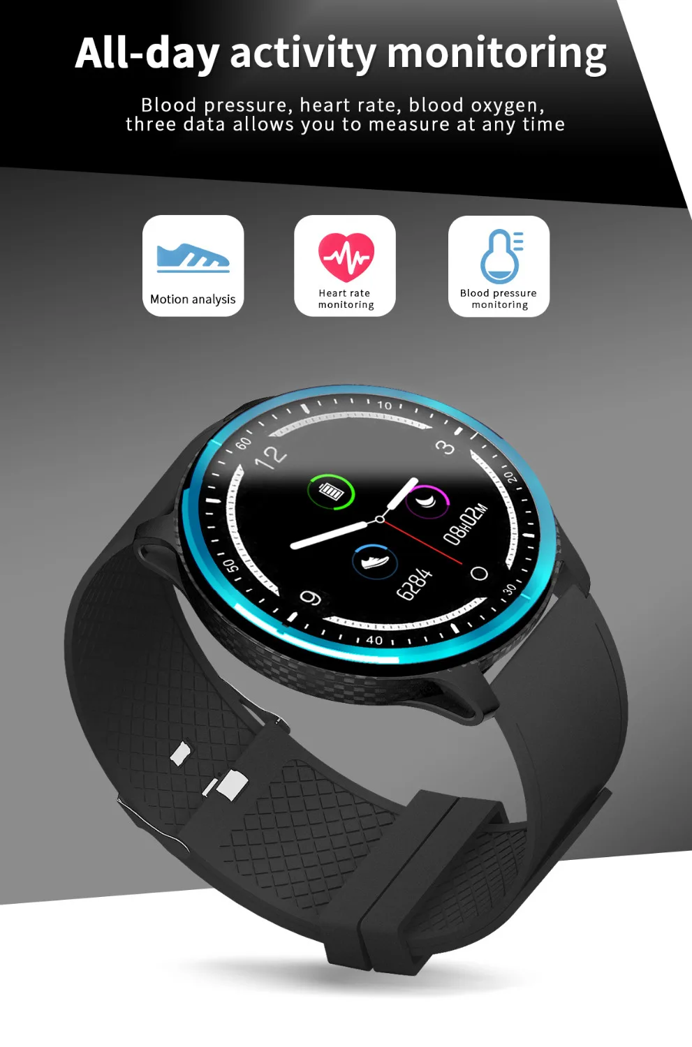 Sports smart band P69 1.3 &quot color IP68 waterproof heart rate blood pressure oxygen fitness tracker for Android IOS watch PK DZ09 |
