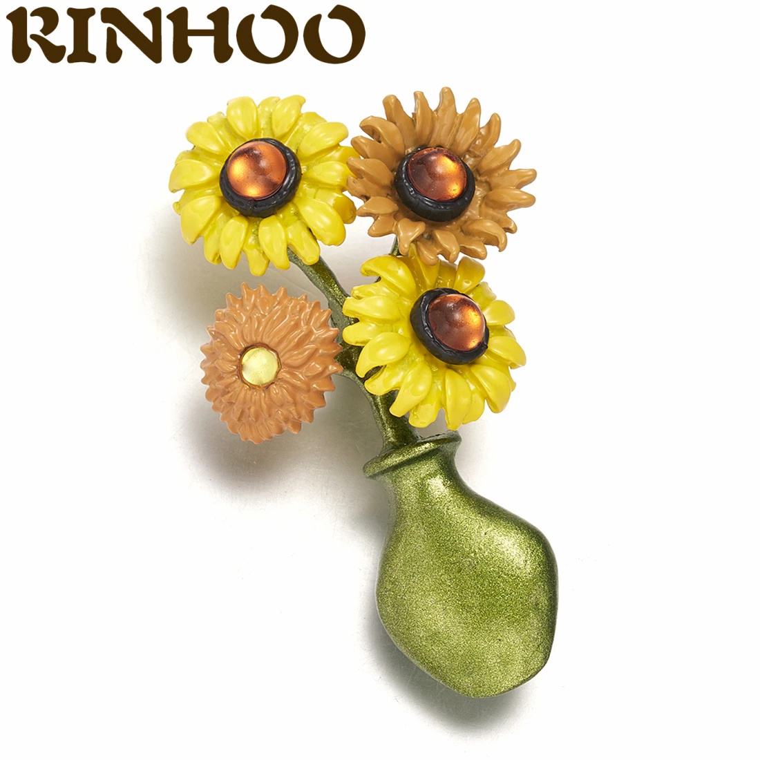 

2021 New Exquisite Sunflower Vase Brooch Pin Yellow Daisy Flower Jewelry Brooch For Men Elegant Suit Cardigan Accessories