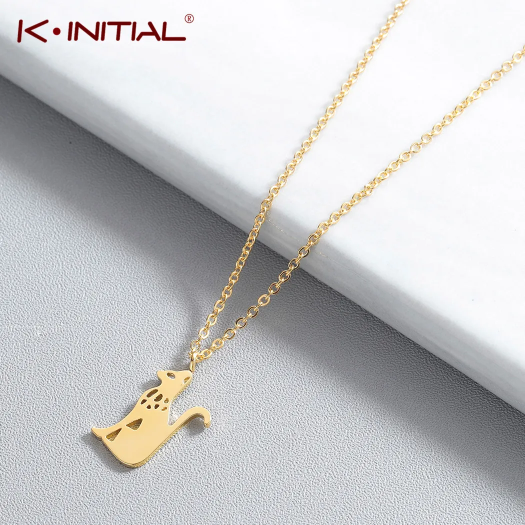 Kinitial New Cat Necklace Naughty Cute Lucky Pendant Kitten Charm for Girls Teens Women Jewelry | Украшения и аксессуары
