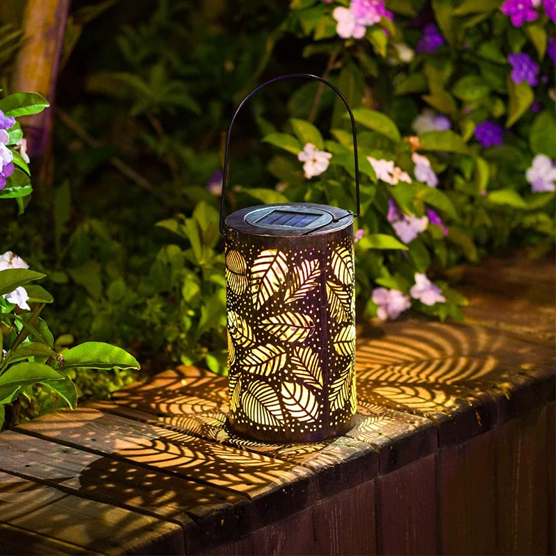 Vintage Retro Solar Lantern Light Outdoor Garden Metal Leaf Shadow Hanging For Home Patio Yard Pathway | Освещение