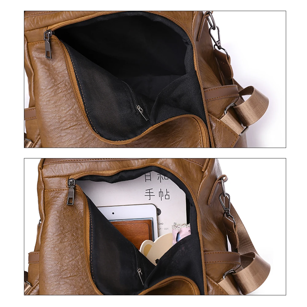 Женский кожаный рюкзак Herald Fashion винтажный школьный ранец для студенток колледжа