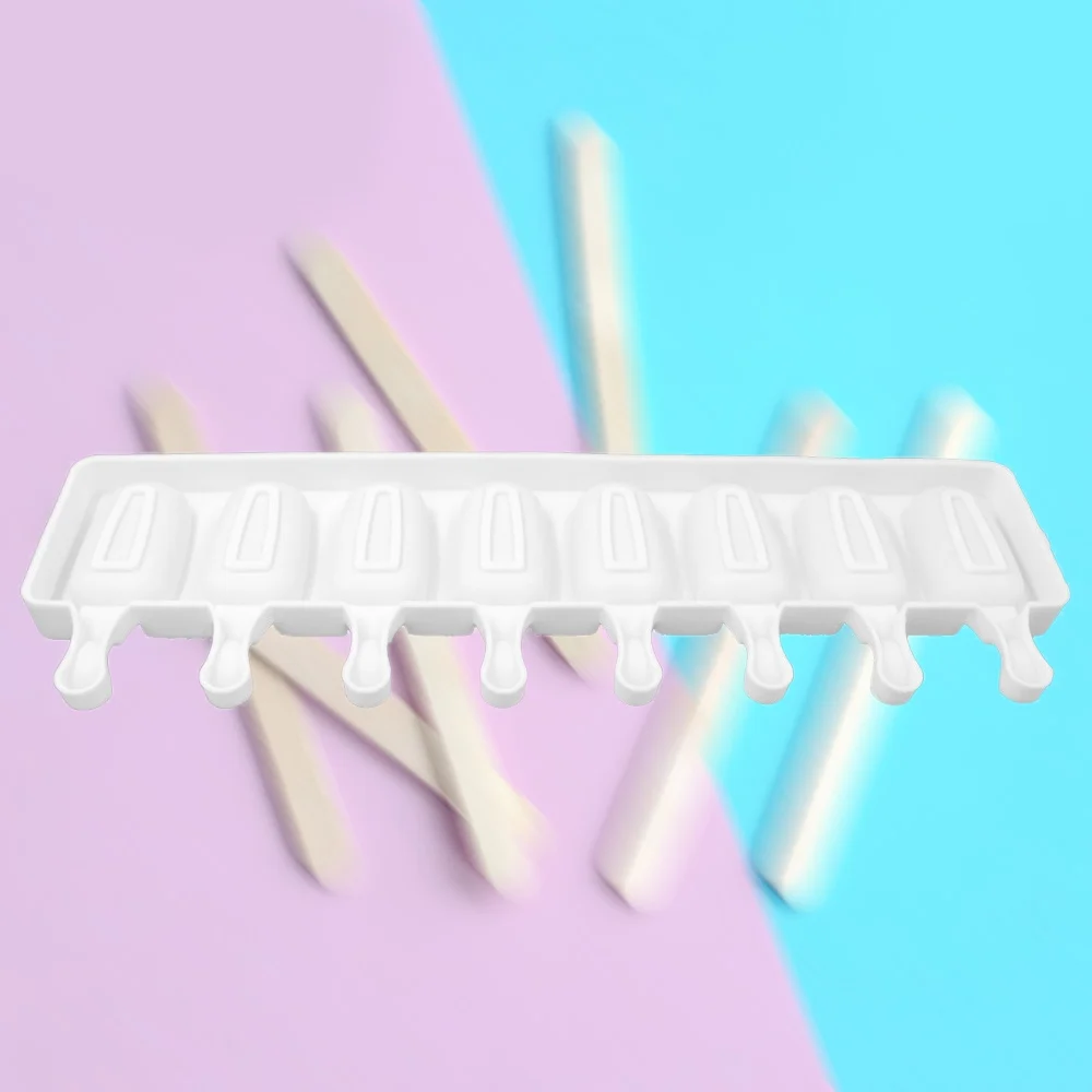 

Homemade Food Grade Ice Cream Molds 8 Grid Silicone Ice Lolly Moulds Freezer Ice Cream Bar Molds Maker With Sticks