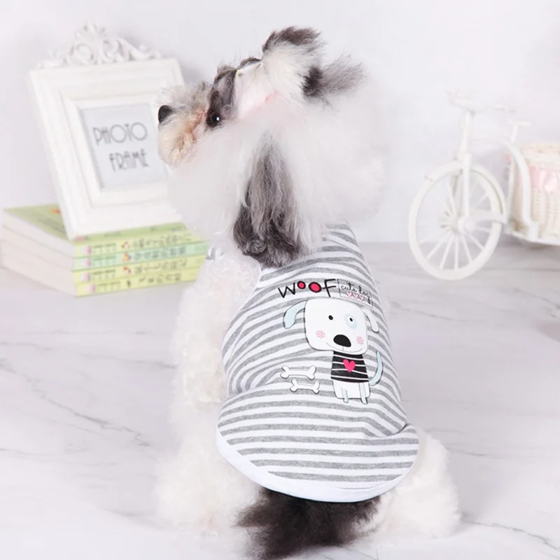 Summer Pet Dog Clothes Cartoon T-shirt Soft Puppy Dogs Clothing Stripes Shirt Casual Vests For Small XS-XL |