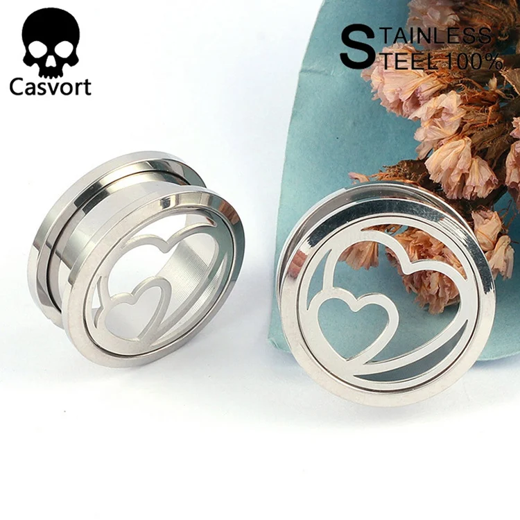 Casvort 2 шт. винт для пирсинга Пирсинг из нержавеющей стали измерительные приборы тела ювелирные расширители пара ушной вилки и туннели