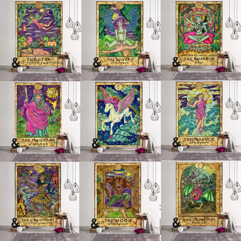 

India Mandala Tapestry Wall Hanging Sun Moon Tarot Wall Tapestry Wall Carpet Psychedelic Tapiz Witchcraft Wall Cloth Tapestries