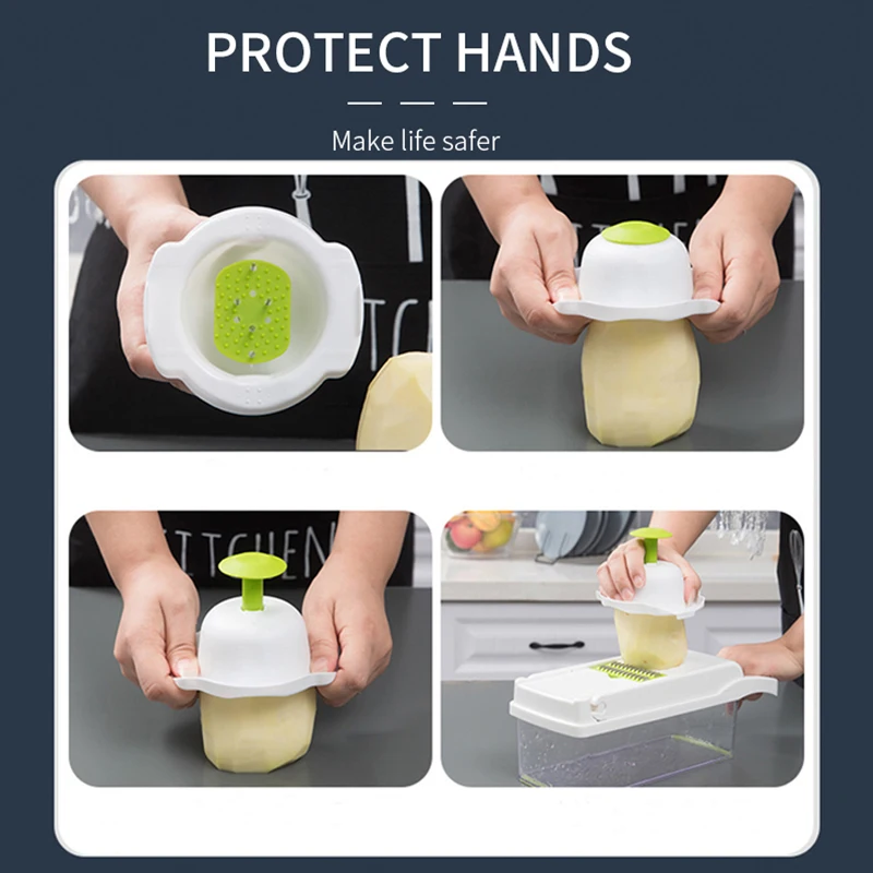 

Vegetable Cutter Multifunctional Food Slicer Fruit Potato Peeler Carrot Onion Grater Kitchen Accessories Basket Fruit Slicer