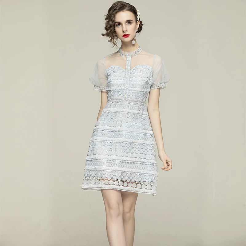 JSXDHK высокого качества с коротким рукавом женское платье на весну и лето из