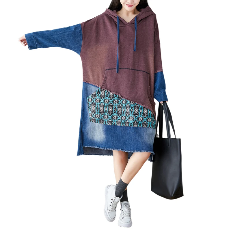 

Новые весенние Свободные толстовки с капюшоном контрастных цветов, Необычные толстовки большого размера, пуловеры с капюшоном в китайском ...