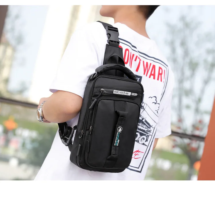 OZUKO New Multifunction Crossbody Bag for Men Chest Pack Sling&Double Shoulder Bag Male Waterproof Short Trip Messenger Bag