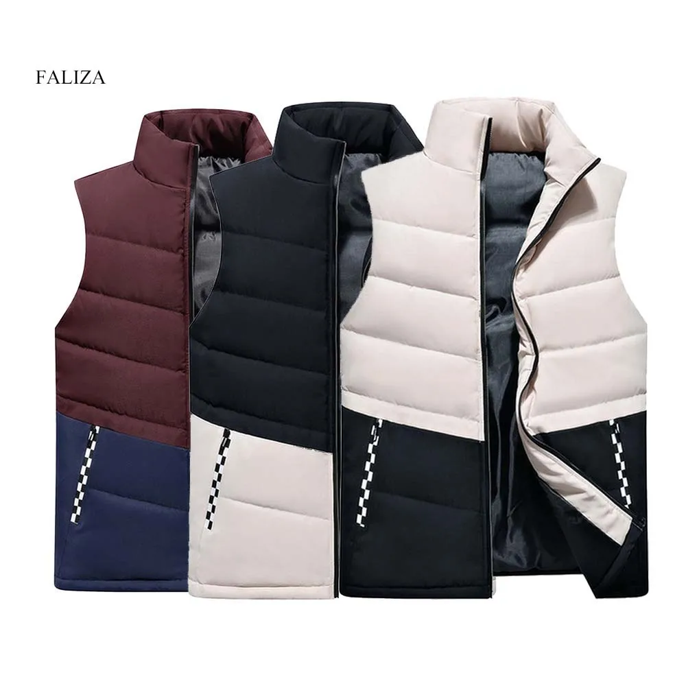 

FALIZA 8XL мужская жилетка, куртка-безрукавка, Новая зимняя мужская теплая пуховая жилетка, Homme Повседневная утепленная жилетка Chalecos Para Hombre MJ120