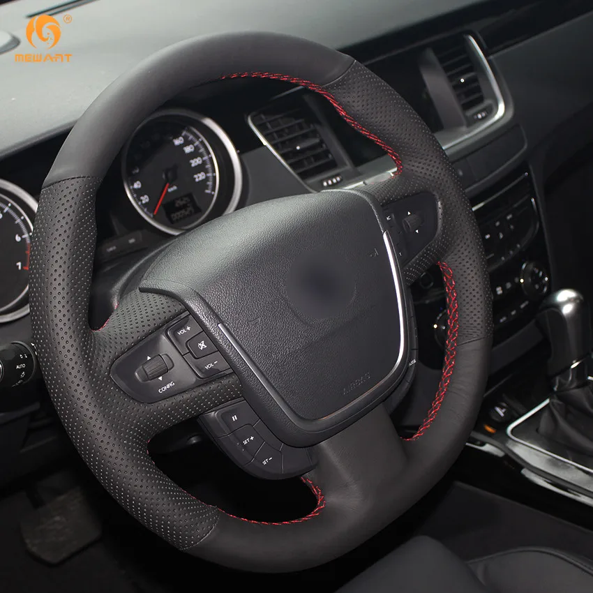 MEWANT черный чехол рулевого колеса автомобиля из натуральной кожи для Peugeot 508