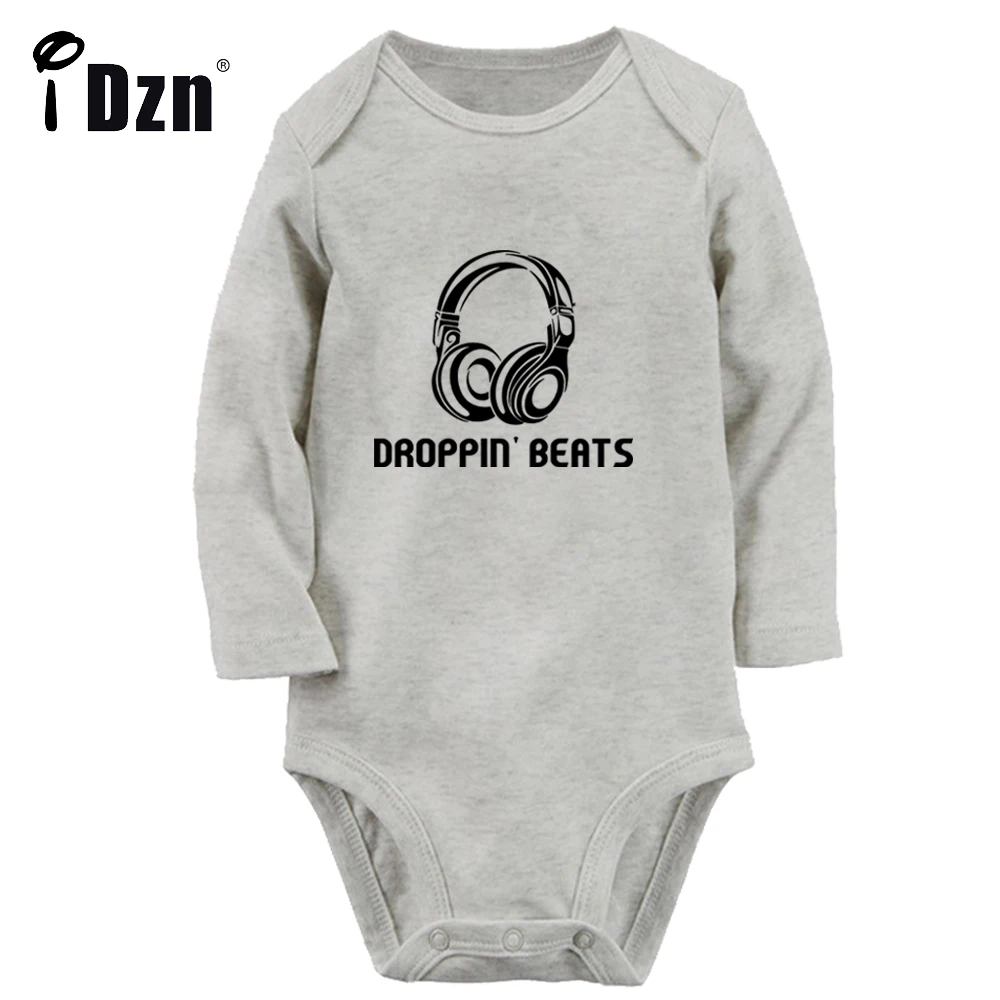 

iDzn NEW Droppin' Beats Baby Boys Fun Rompers Baby Girls Cute Bodysuit Newborn Long Sleeves Jumpsuit Soft Cotton Clothes