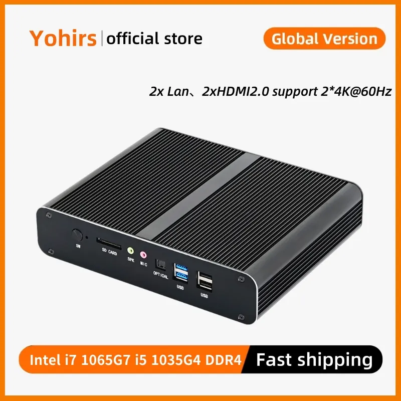 Verkauf Leistungsstarke Mini Computer Intel Core I7 10710U 1065G7 I5 1035G4 UHD Grafiken Windows10 Pro Linux 2 * HDMI 2,0 Spiel Pc 4K HD Player