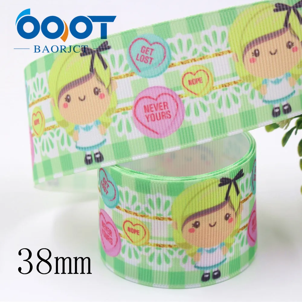OOOT BAORJCT I-19809-1831, 38 мм 10 ярдов мультфильм термотрансферные печатные корсажные ленты, ленты ремесла, лук крышка DIY аксессуары