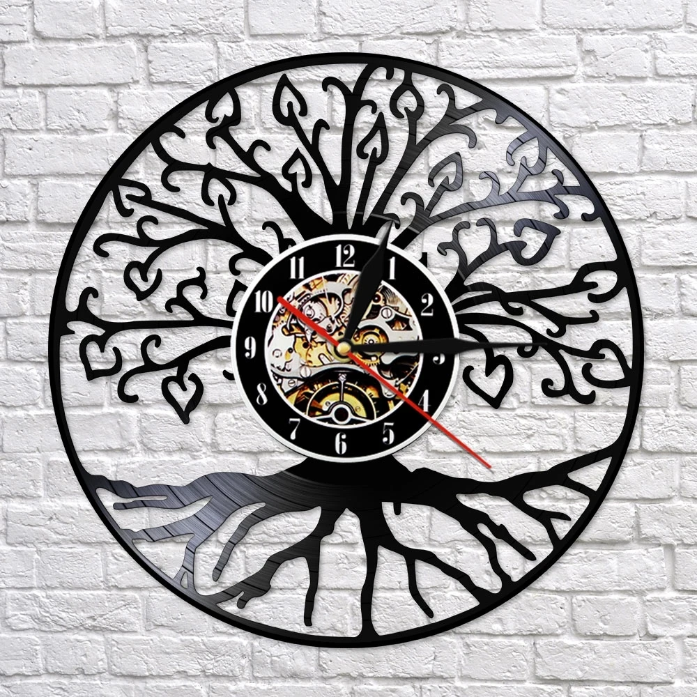 

Виниловые Настенные часы с лазерной гравировкой и подсветкой в форме дерева