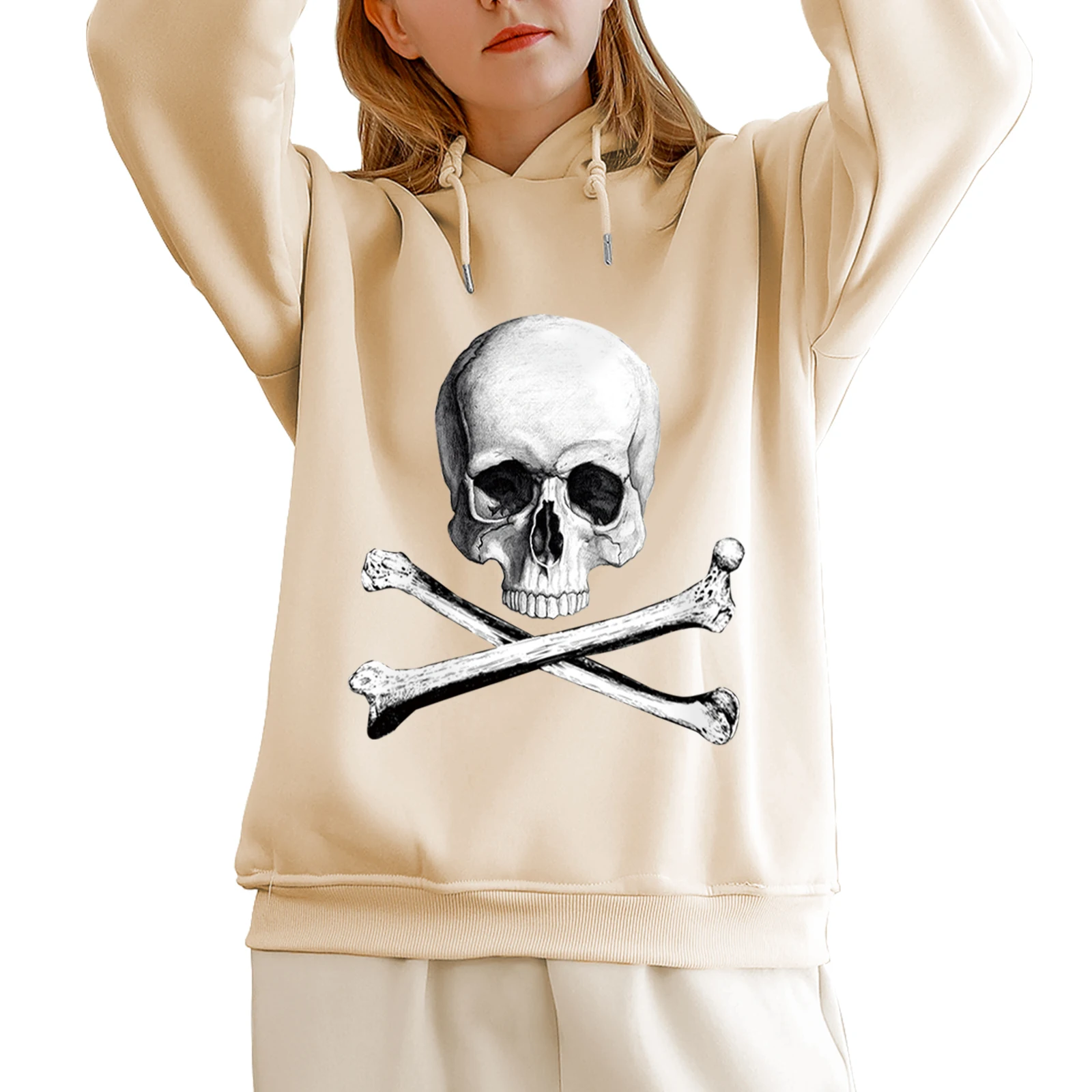 Толстовка с капюшоном в виде черепа Y2k для женщин и мужчин Повседневный пуловер