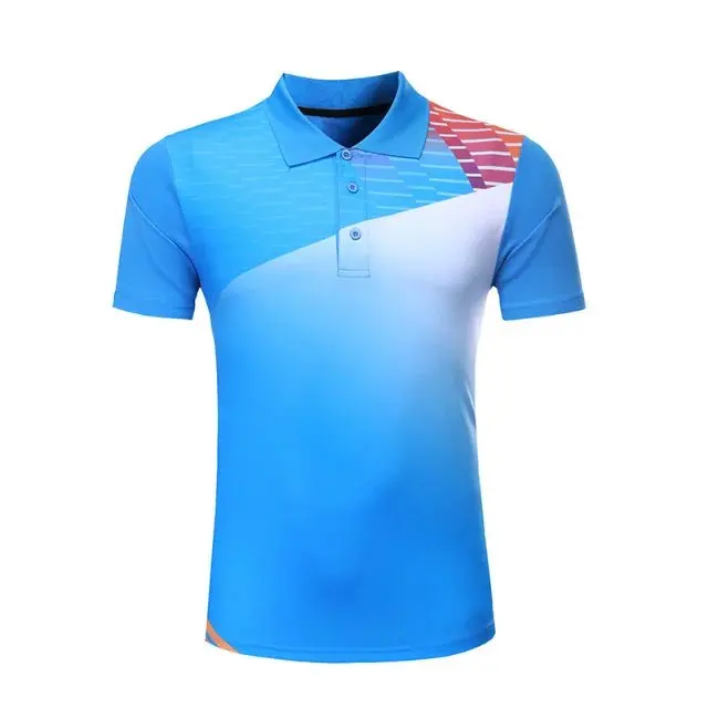 207 blue Professional team game custom Quick dry Badminton shirt Men/Women, Tennis t-shirts,sports golf Polo shirt, pingpong t-shirt - Цвет: 207 blue
