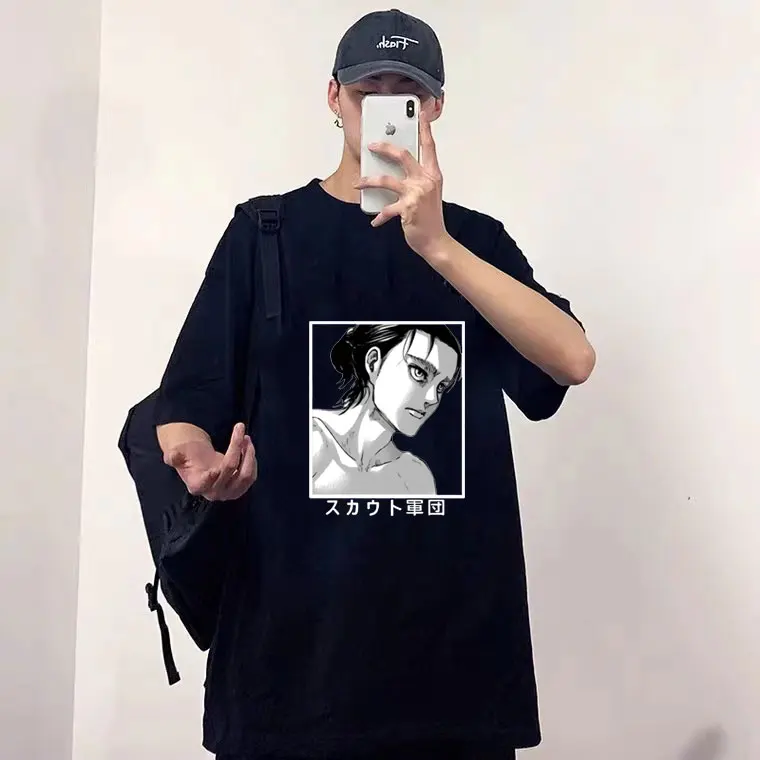 

Футболка для косплея Эрена йера из «атаки на Титанов», модная повседневная тенниска из хлопка с короткими рукавами для мужчин и женщин