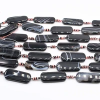 2strandslot 41mm natural black with white stripes rectangular agates smooth natural stone beads for diy necklace bracelets