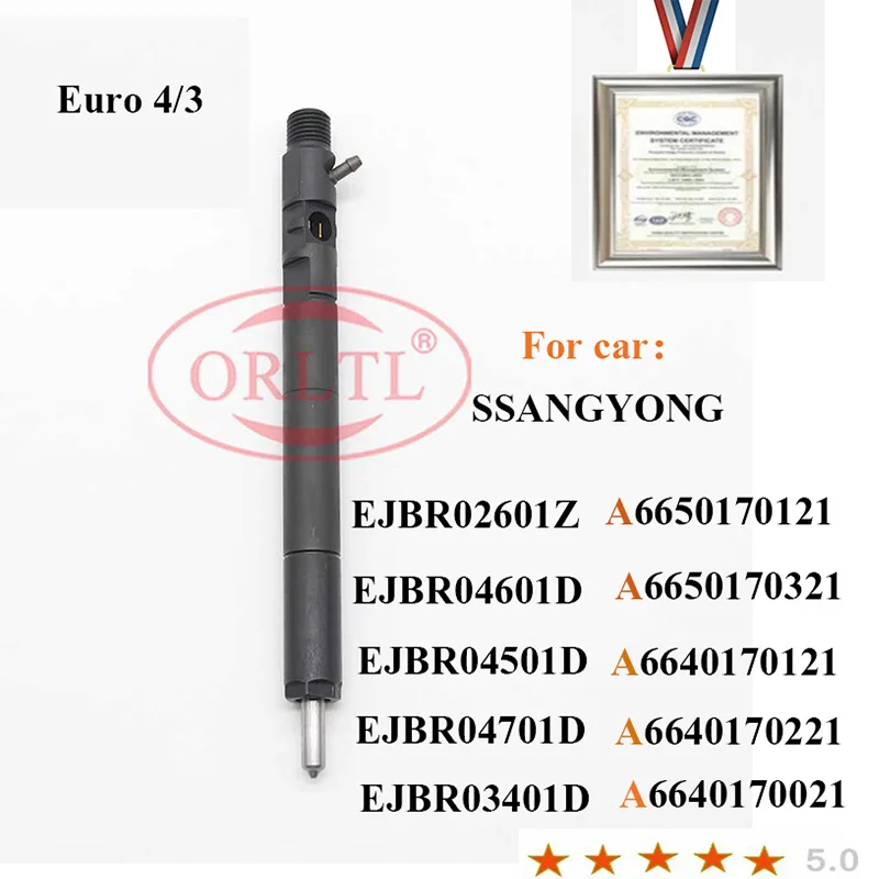 ORLTL Новый EJBR02601Z EJBR04601D EJBR04501D EJBR04701D EJBR03401D EJBR03301D Форсунка инжектора для Deiphi SSANGYONG Euro 3