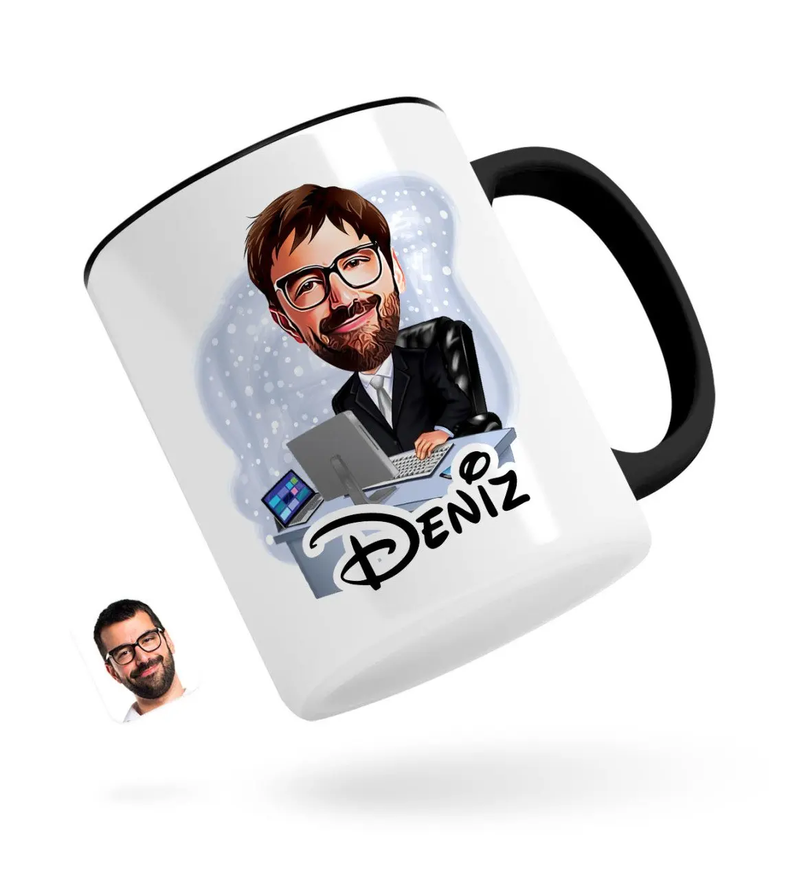 

Персонализированные Для мужчин Генеральный директор карикатура черная кружка Bardak-1