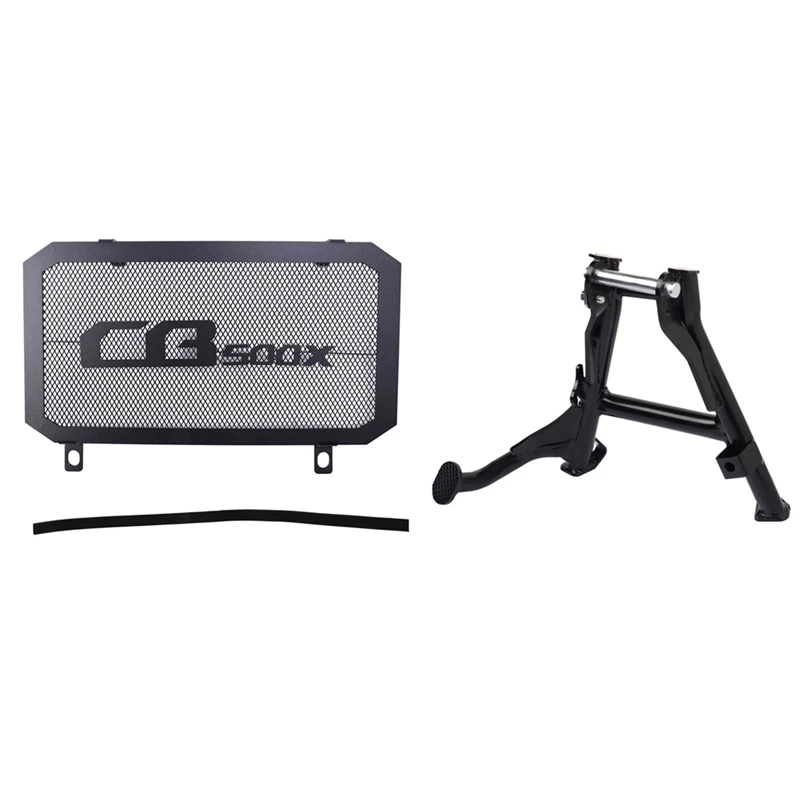 

2 Set Motorcycle Accessories: 1 Pcs Radiator Grille Guard Protective Cover & 1 Set Pillar Center Central Parking Stand