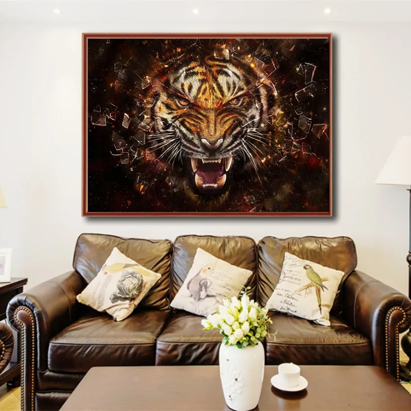 DIY 5D Diamond Painting Animal Tiger Full Round Mosaic Home Decoration Embroidery Pattern Handmade Gift | Дом и сад