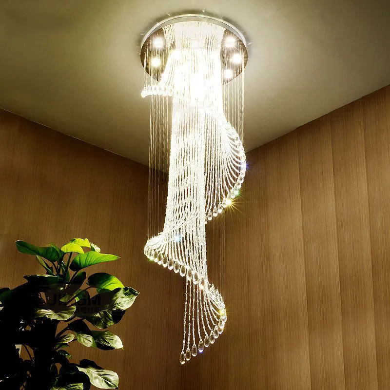 値段 スパイラルクリスタル玄関シャンデリアモダンラグ屋内天井照明ランプの装飾リビングルームの廊下階段光沢