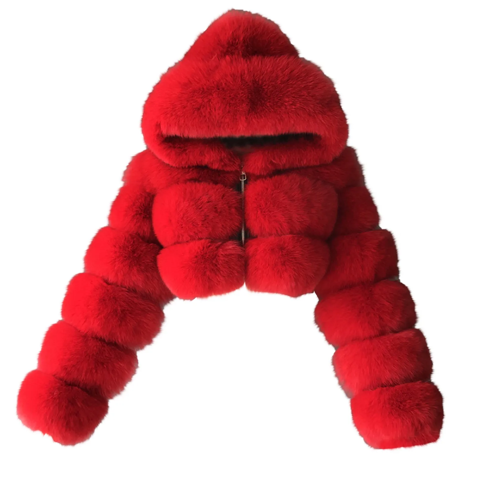 Укороченные меховые пальто и куртки из искусственного меха женское пушистое с