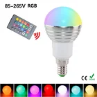 E27 E14 LED 16 изменяющихся цветов RGB Волшебная лампочка лампа с регулируемой яркостью 85-265 в RGB Светодиодный светильник Точечный светильник + 24-кнопочный пульт дистанционного управления