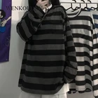 Футболка женская оверсайз в полоску, готический Топ, Свободный пуловер с длинным рукавом, парная уличная одежда в стиле Харадзюку, весна 2022