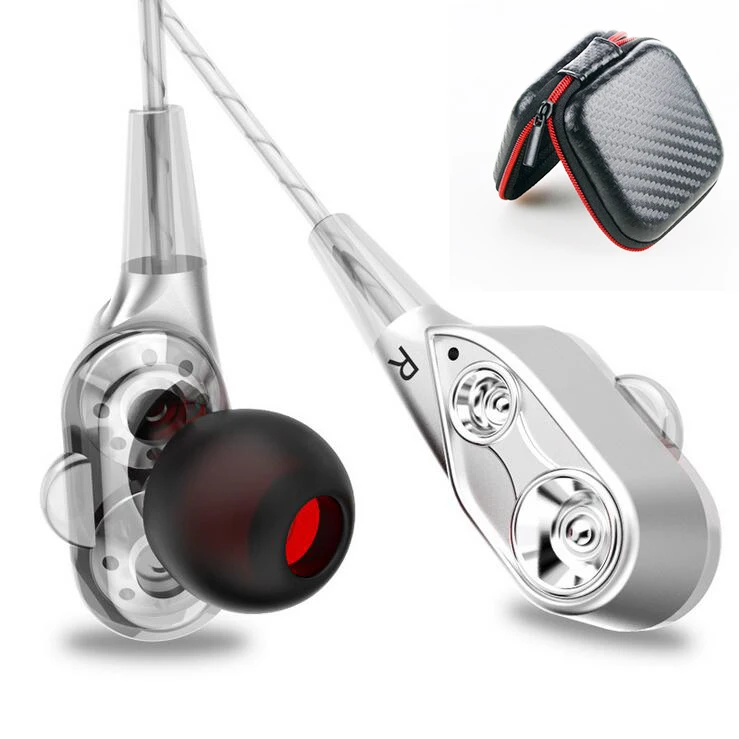 P двойной драйвер в ухо провод наушники музыка бас бег спортивные гарнитура с