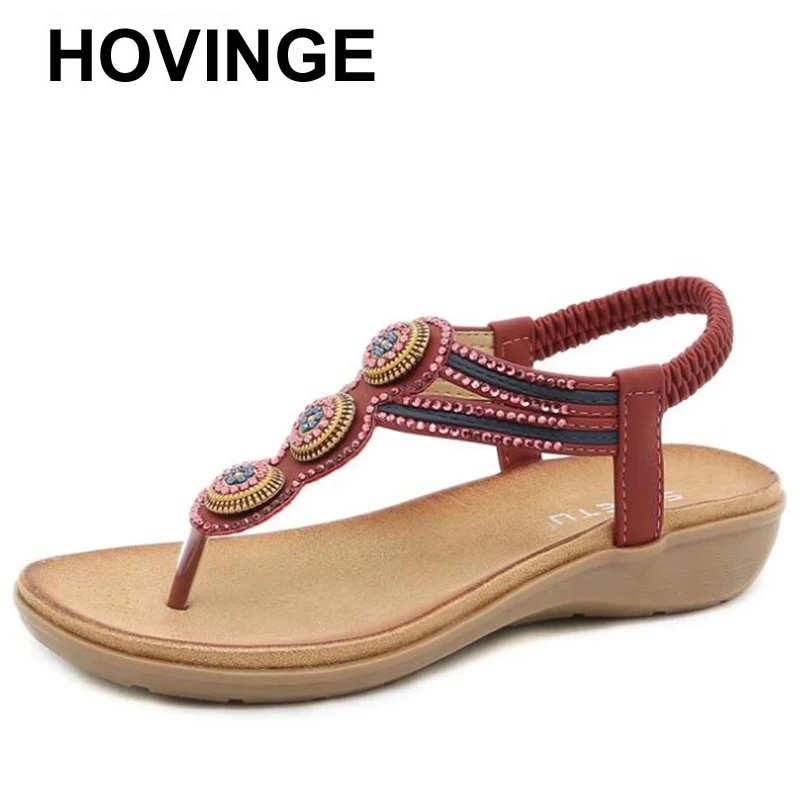 

HOVINGEFemale Sandals Summer Women Sandals Fashion Beaded Beach Shoes For Women Sandalias Mujer Casual Flip Flops Plus Size 42