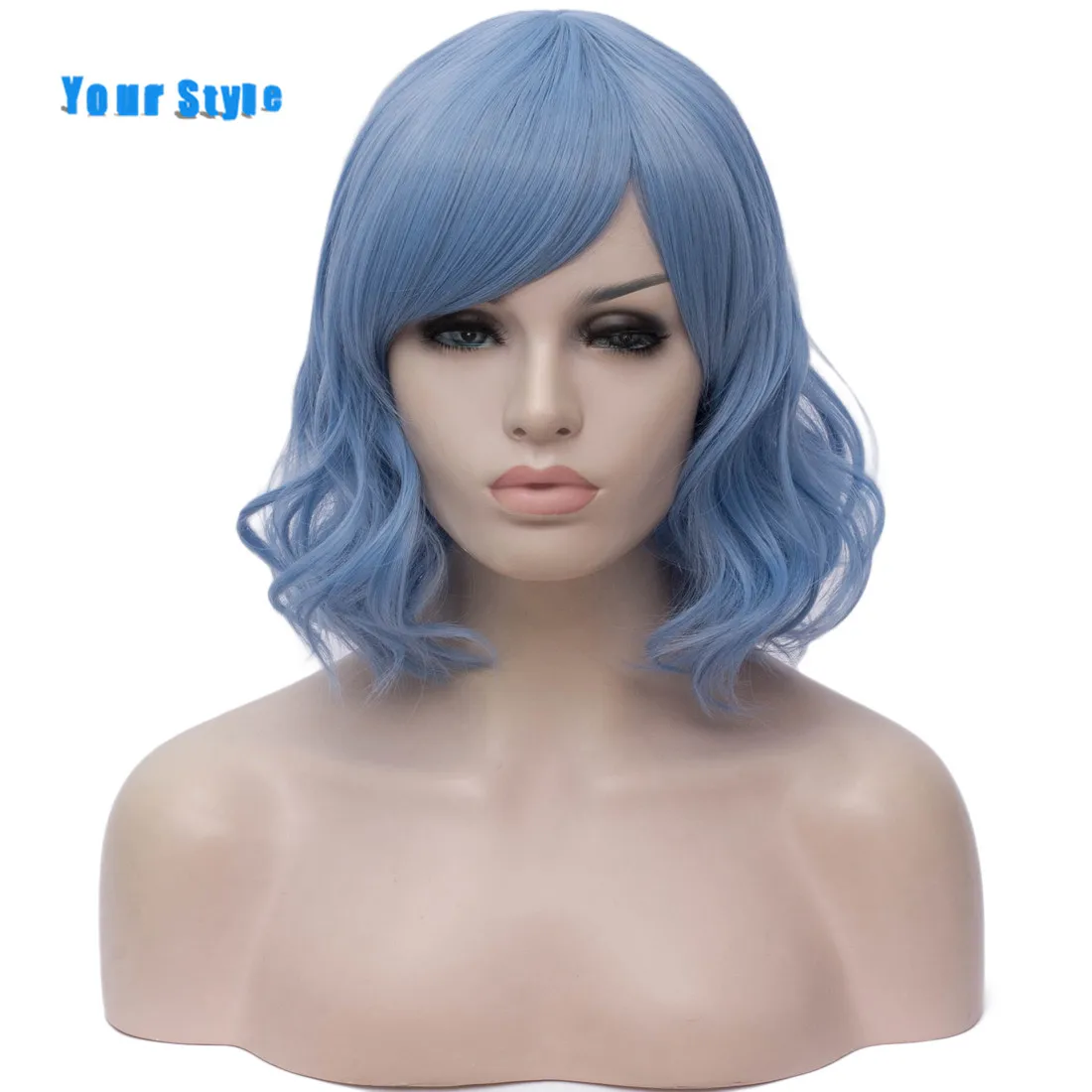 

Your Style 7 Colors Your Style Synthetic Cosplay Wigs With Bangs Black White Red Blue Purple Green Pink High Temperature Fiber