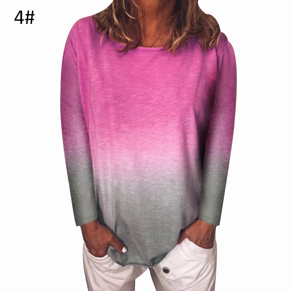 Модная футболка в стиле Харадзюку Женская Повседневная с радужным градиентом