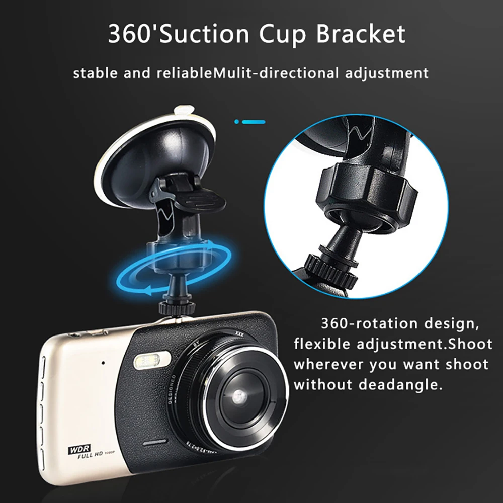 

4 Inch IPS Dual Lens FHD 1080P Dash Cam Video Recorder With LED Night Vision Rear View Camcorder Auto Camera Car DVR Registrator
