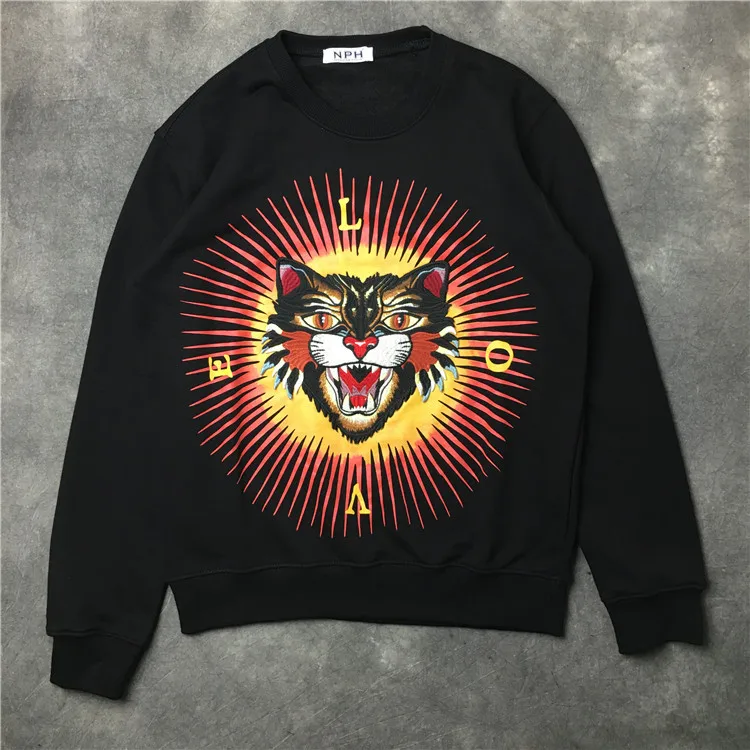 

New luxury Men tiger embroidery Morden Future gentleman Hoodies Hoody hooded Sweatshirts velvet Cotton Drake Thicken Fleece #E7