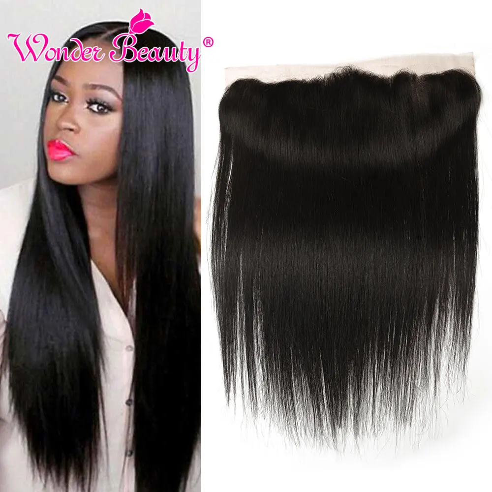 Wonder Beauty перуанские волосы Remy прямые свободная часть кружевное лобное закрытие