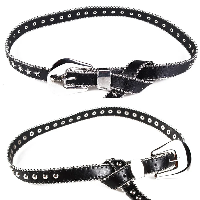 

Jeans with Pin Buckle Light Plate Buckle Ladies Punk Style Decorative Belt Metal Rivet Beaded Belt Fashion Belt