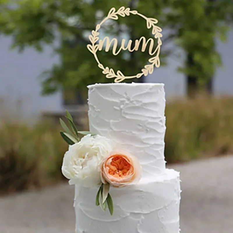 

New Baking Cake Topper Happy Mother's Day Acrylic Cake Decorating Card Cupcake Topper Mother Birthday Party Decorations Supplies
