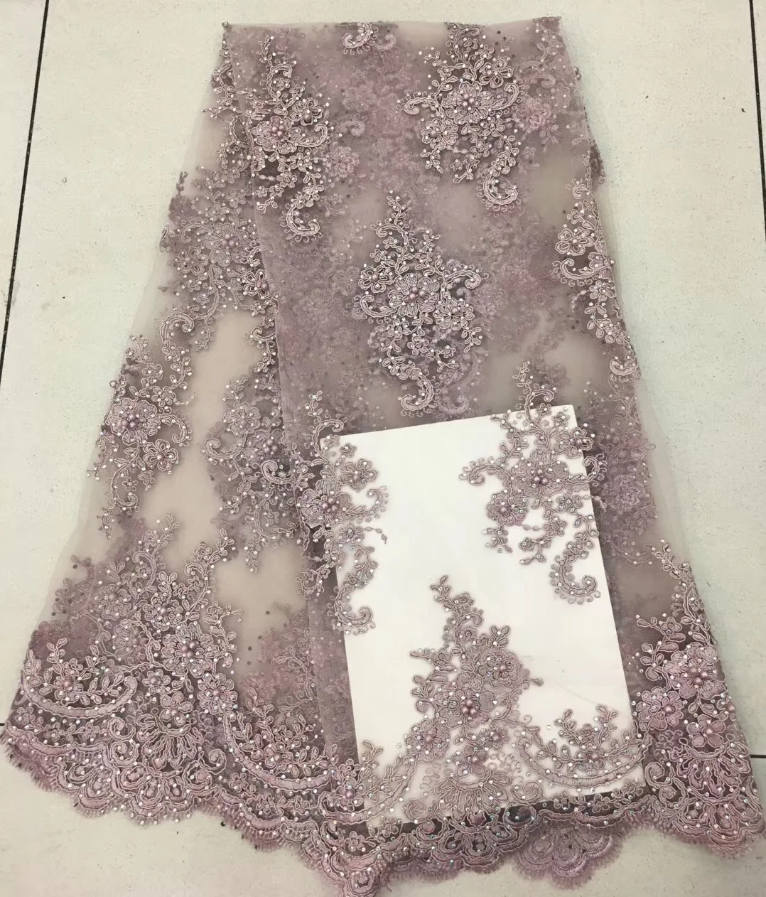 Черная французская кружевная ткань с бусинами и камнями сетка тюль высокое