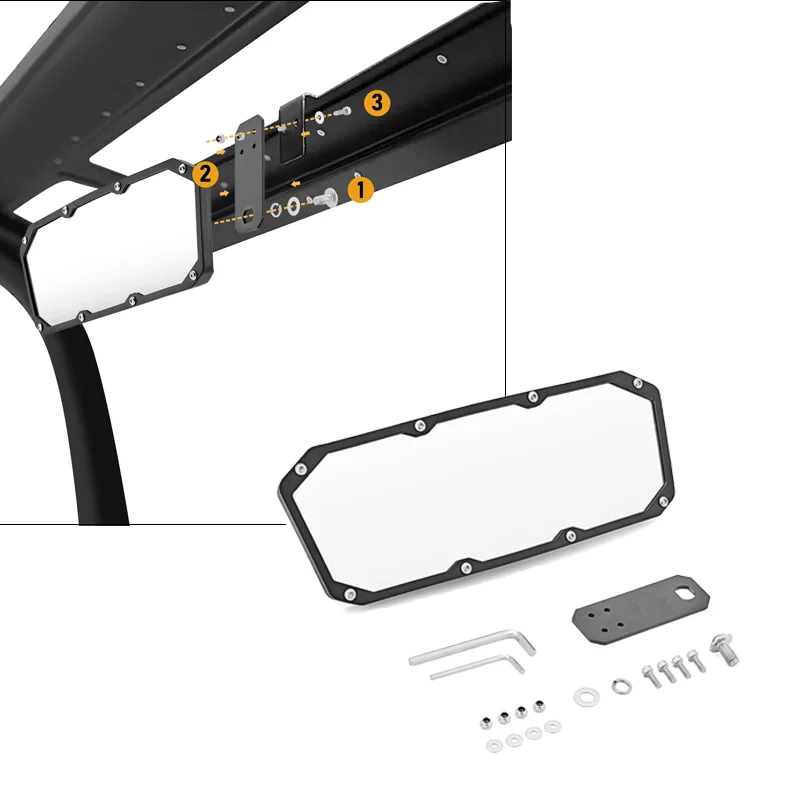 

UTV Rear View Mirror 360 Degrees Adjustable Wide Angle For 2017-2021 Polaris Ranger 500 570 900 1000 XP Blind Spots Mirror