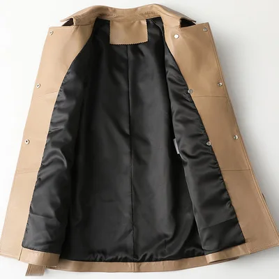 Chaqueta de cuero de oveja Real genuino de longitud media para mujer, nuevo, delgado, 2021
