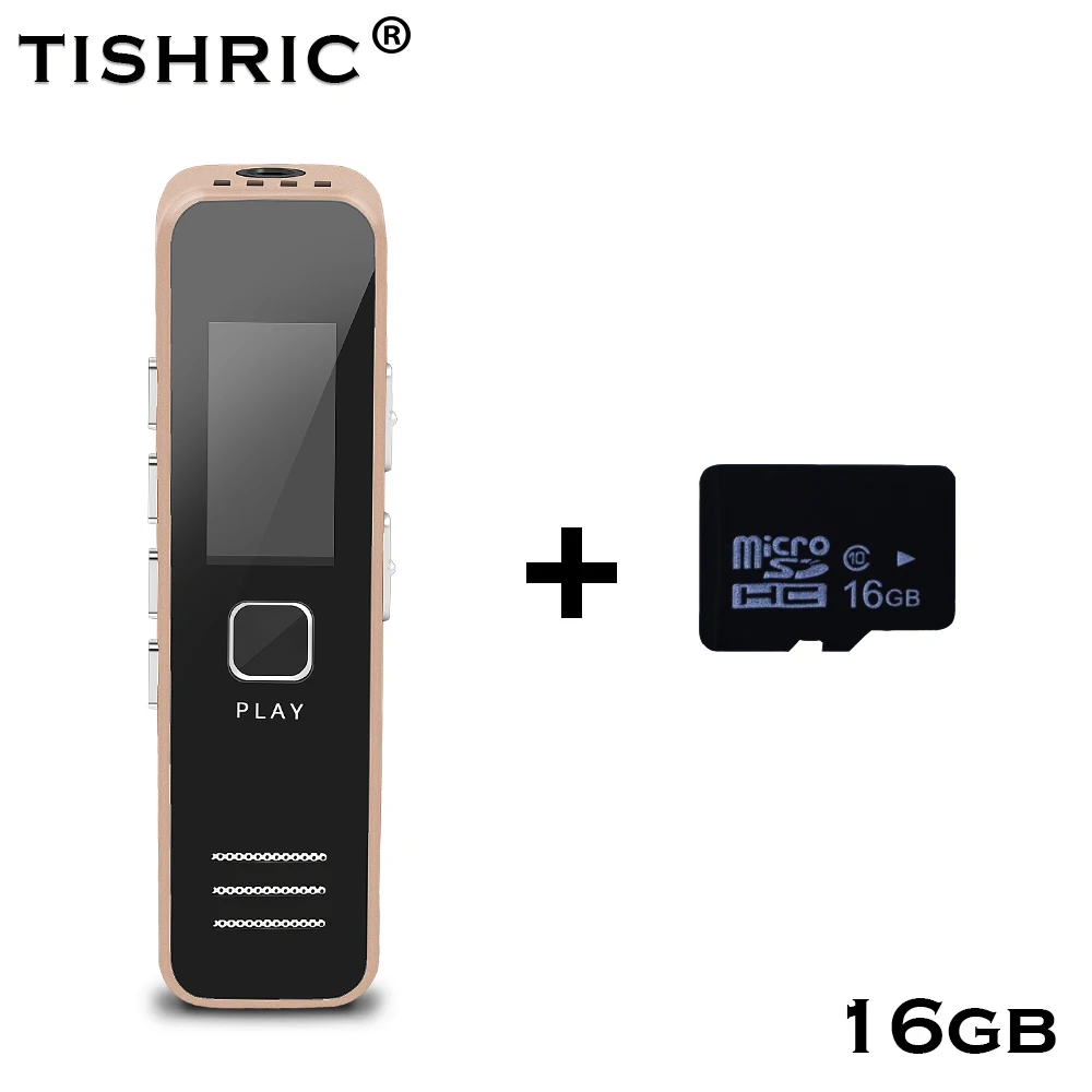 Gold with 16gb TISHRIC 16 Гб цифровой голос/Звук/аудио рекордер Usb диктофон ручка Профессиональный 20HR 10 м MP3 WMA U флэш-накопитель HD экран дисплей - Цвет: Gold with 16gb