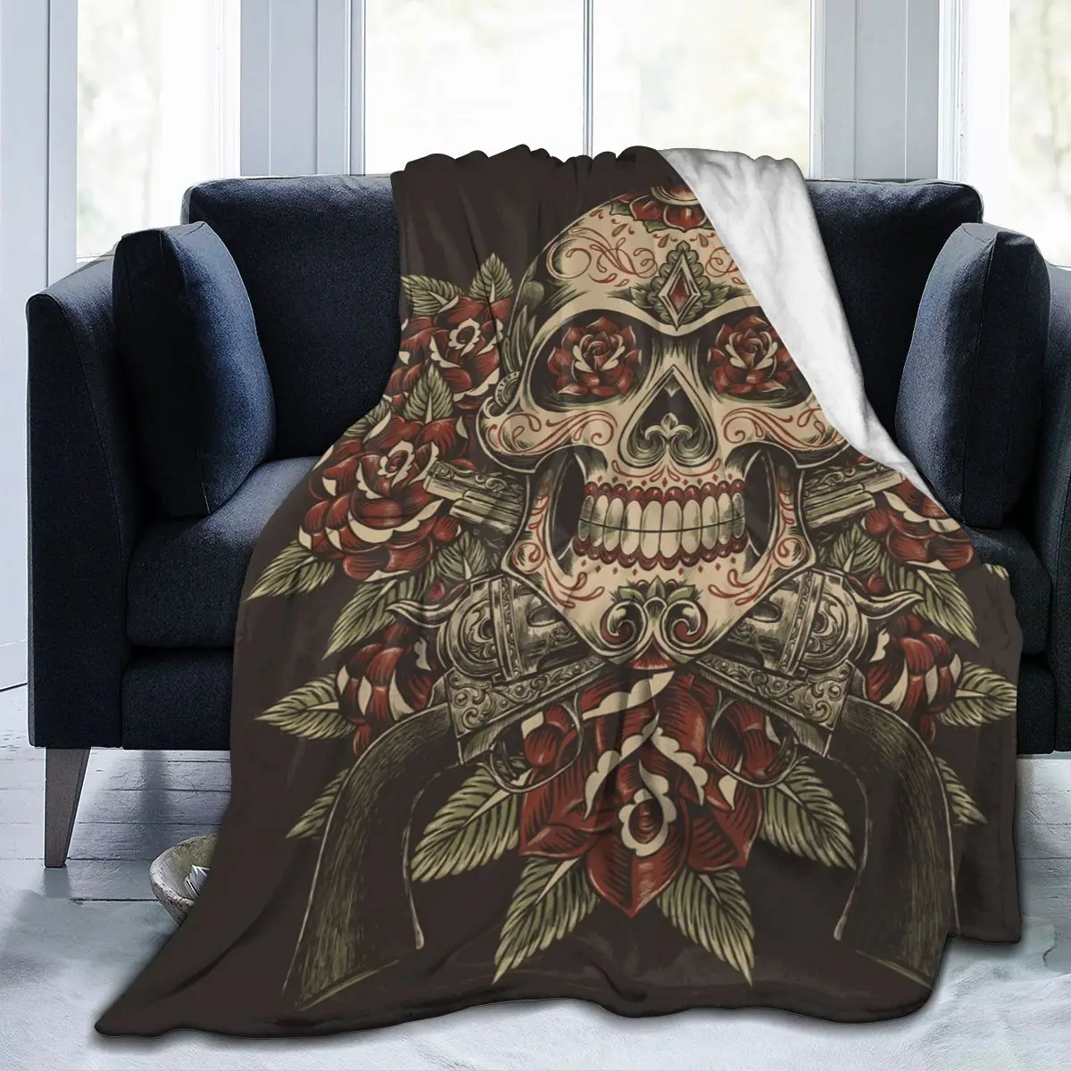

Floral Skull Design Soft Blankets For Bed Couch Sofa All Season Warm Fleece Blanket Throw Dropship Wholesale Flannel Throws