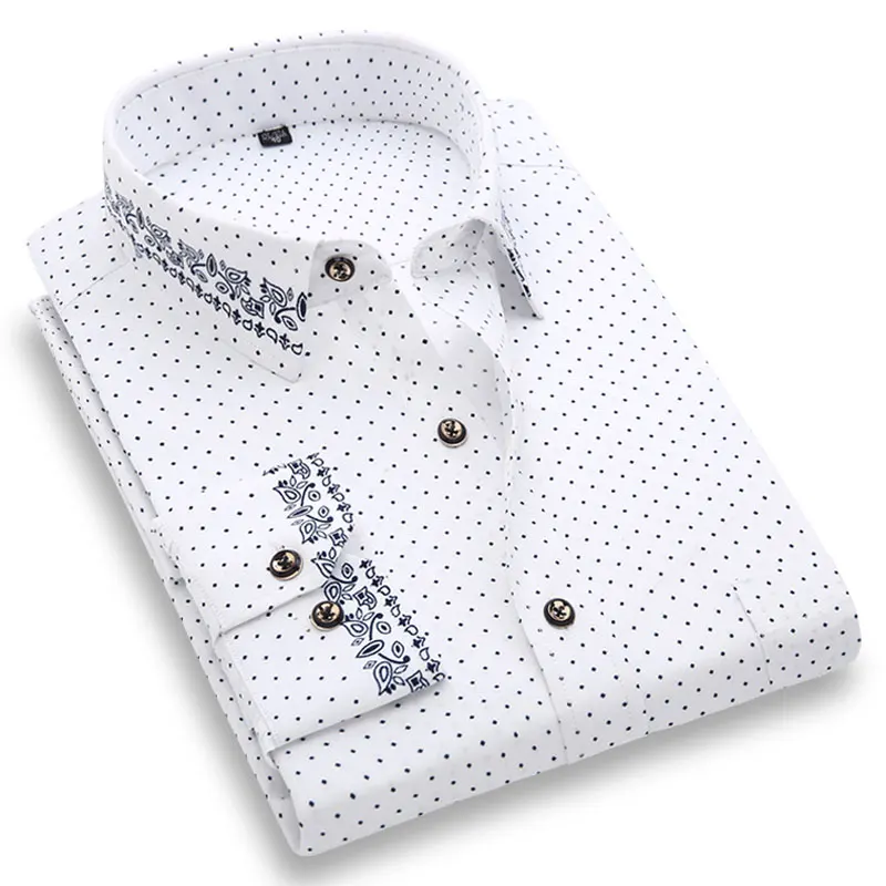 

Men's Casual Floral Shirts Light Weight Thin Fashion New Printed Long Sleeve Standard Fit Patchwork Color Young Dress Shirt