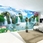 3D фотообои в китайском стиле с изображением горного водного пейзажа, водопада, для гостиной, телевизора